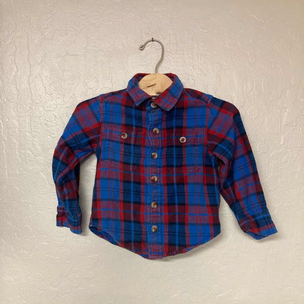 $15 ADD ON peek flannel plaid shirt 2-3Y Zara Janie and Jack Mini Boden Baby Gap
